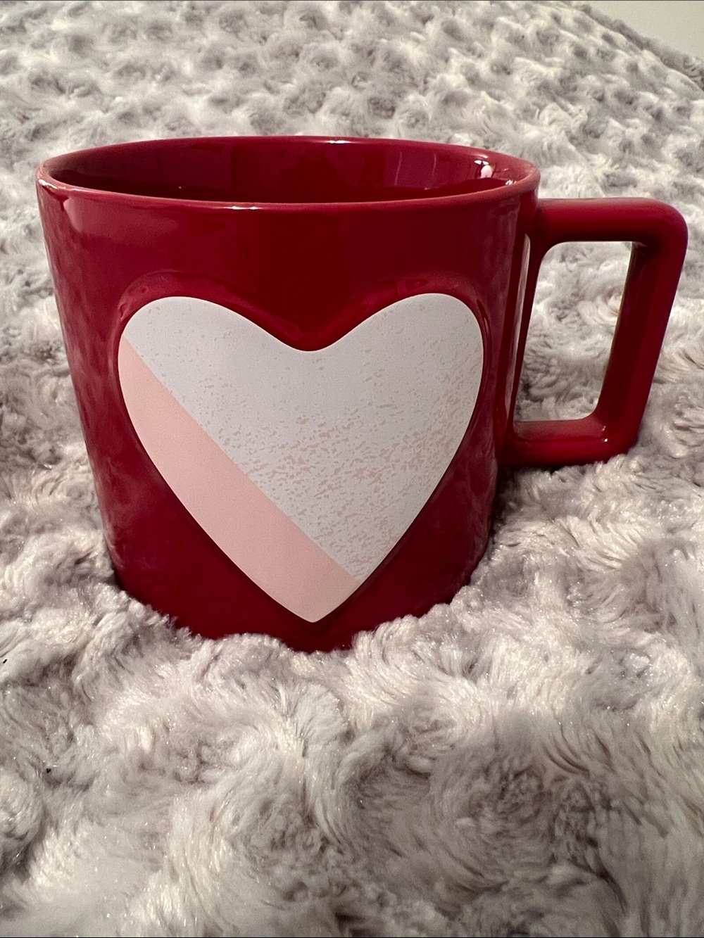 Starbucks Red Coffee Mug with Pink & White Heart